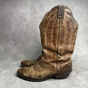 Boulet Brown Leather Cowboy Boots Women's Size 7 C Made in Canada